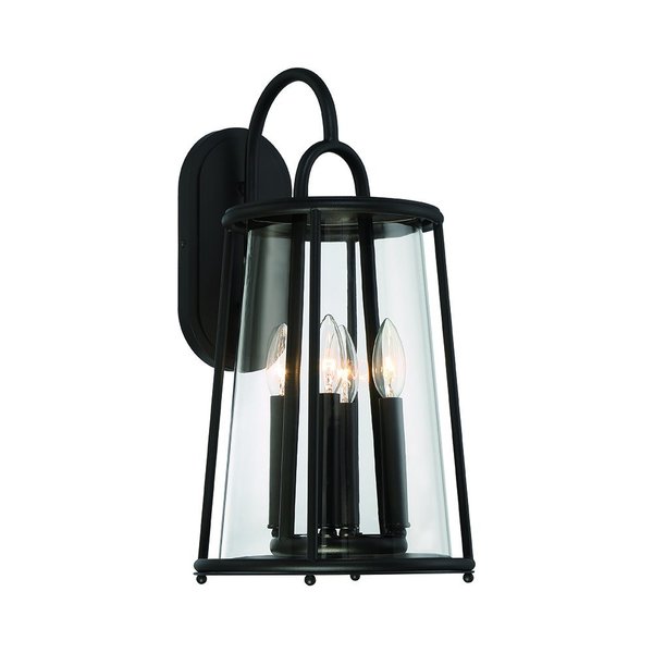 Eurofase Daulle Colonial 14" Round Outdoor 4-Light Flushmount, Satin Black /Clear Glass 42720-010